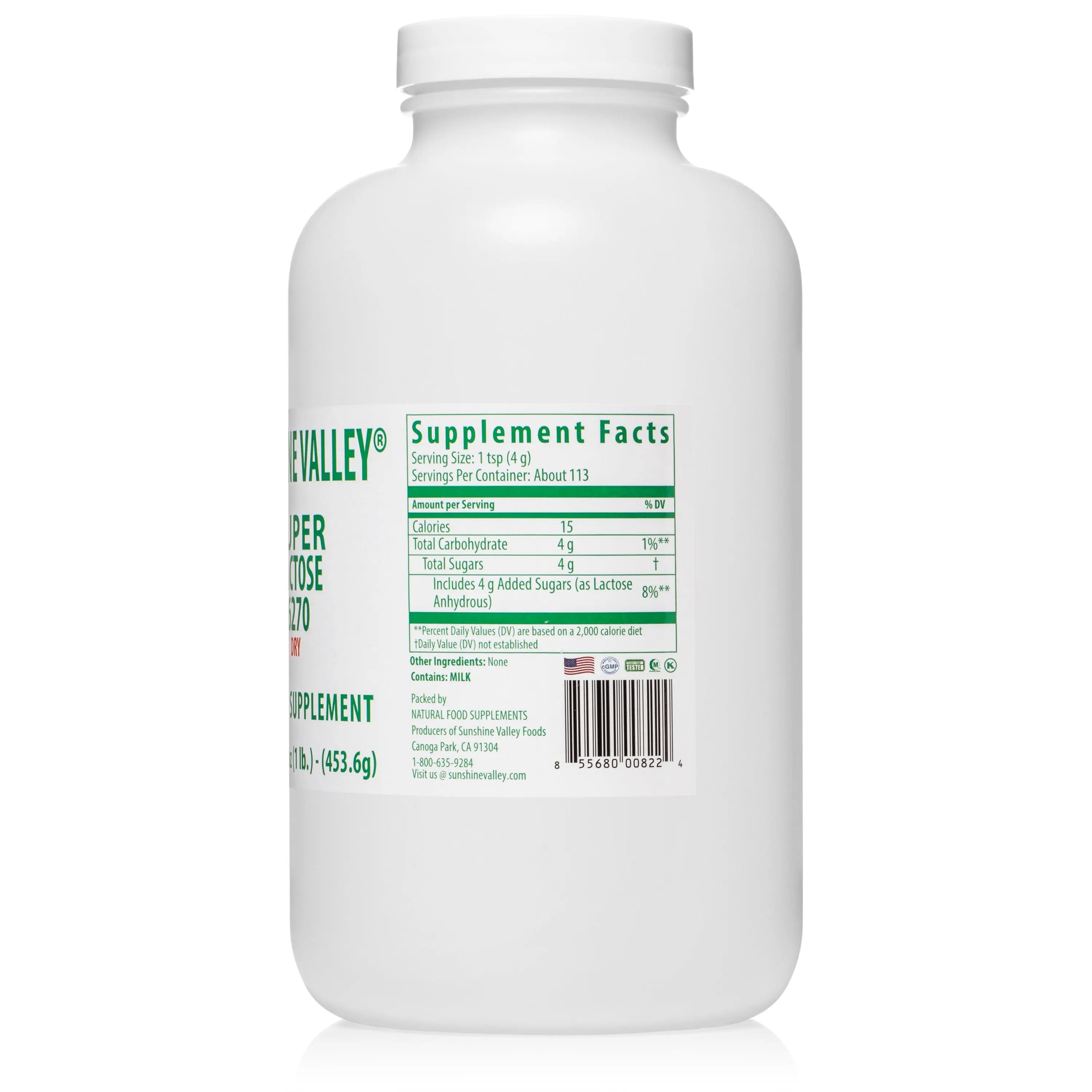 Super Lactose 6270 Dry (FREE FLOW POUR) Powder 16 oz – Dietary Supplement Sunshine Valley