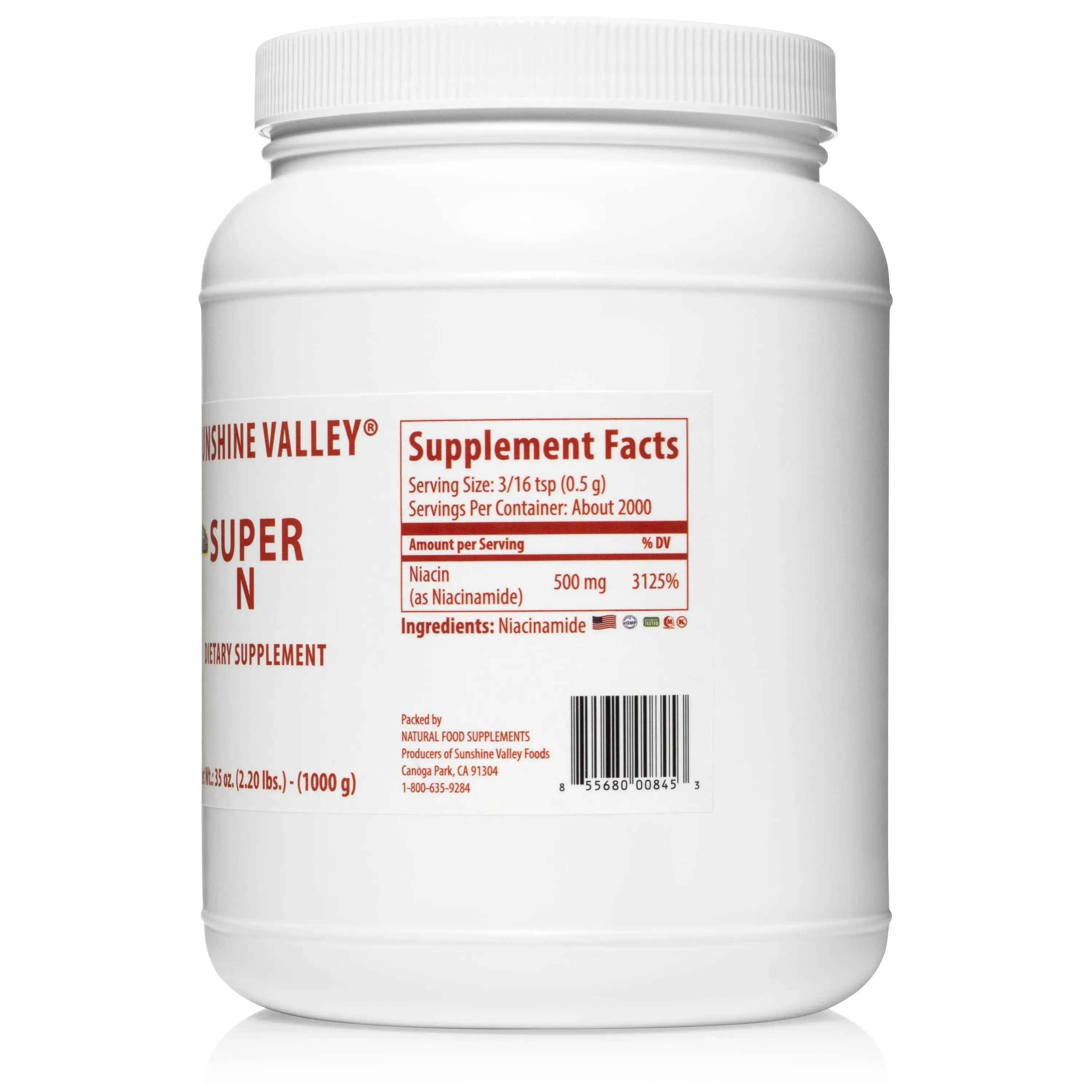 Sunshine Valley® Super Niacinamide Vitamin B3 Dietary Supplement Powder Thirty Five Ounces