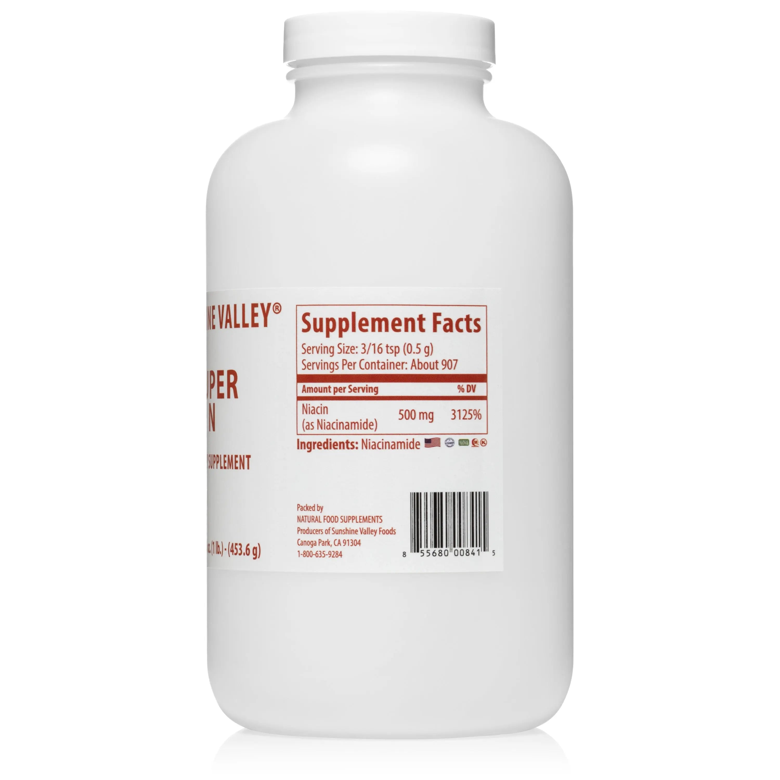 Super N Dietary Supplement Powder – Niacinamide (Vitamin B3) – 16oz Sunshine Valley