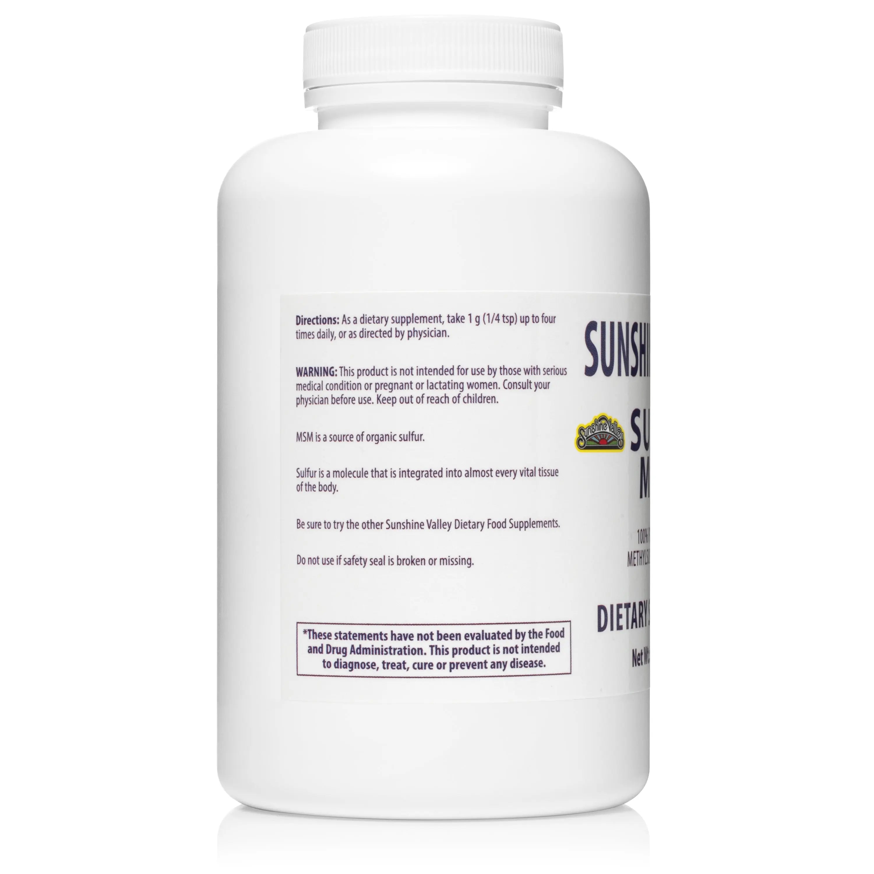 Super MSM Dietary Supplement Powder – Methylsulfonylmethane – 8 oz Sunshine Valley
