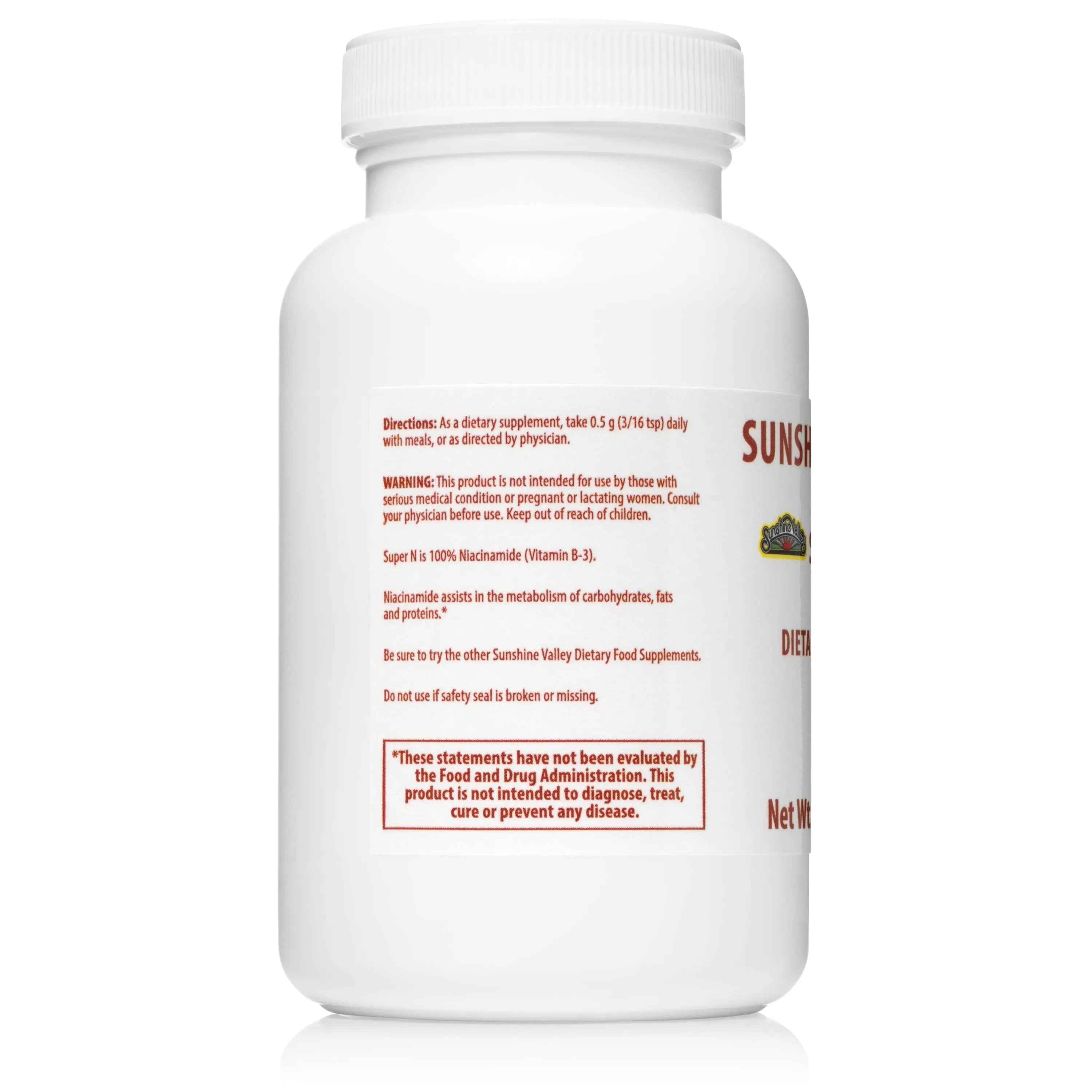 Sunshine Valley® Super Niacinamide Vitamin B3 Dietary Supplement Powder Four Ounces
