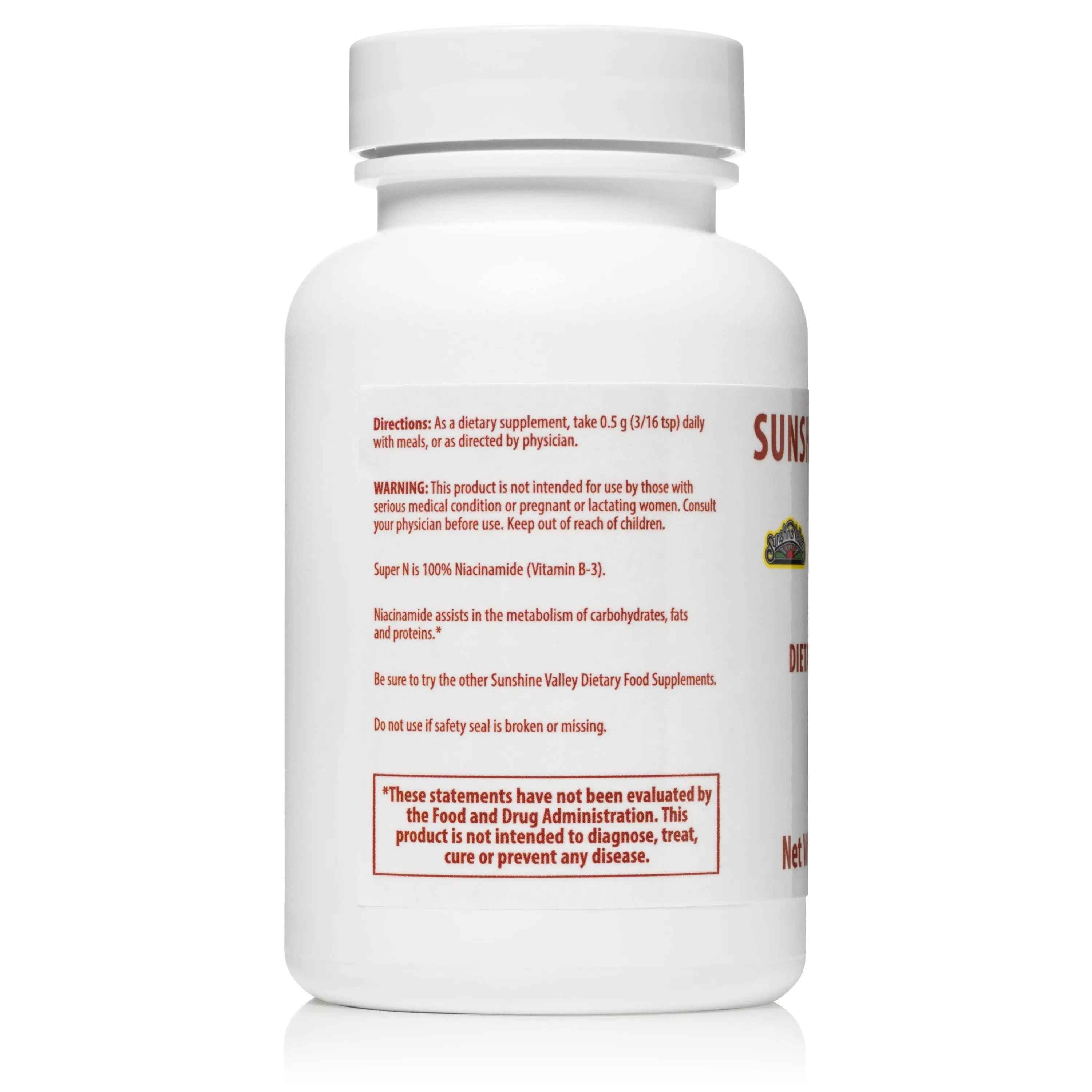 Sunshine Valley® Super Niacinamide Vitamin B3 Dietary Supplement Powder Two Ounces