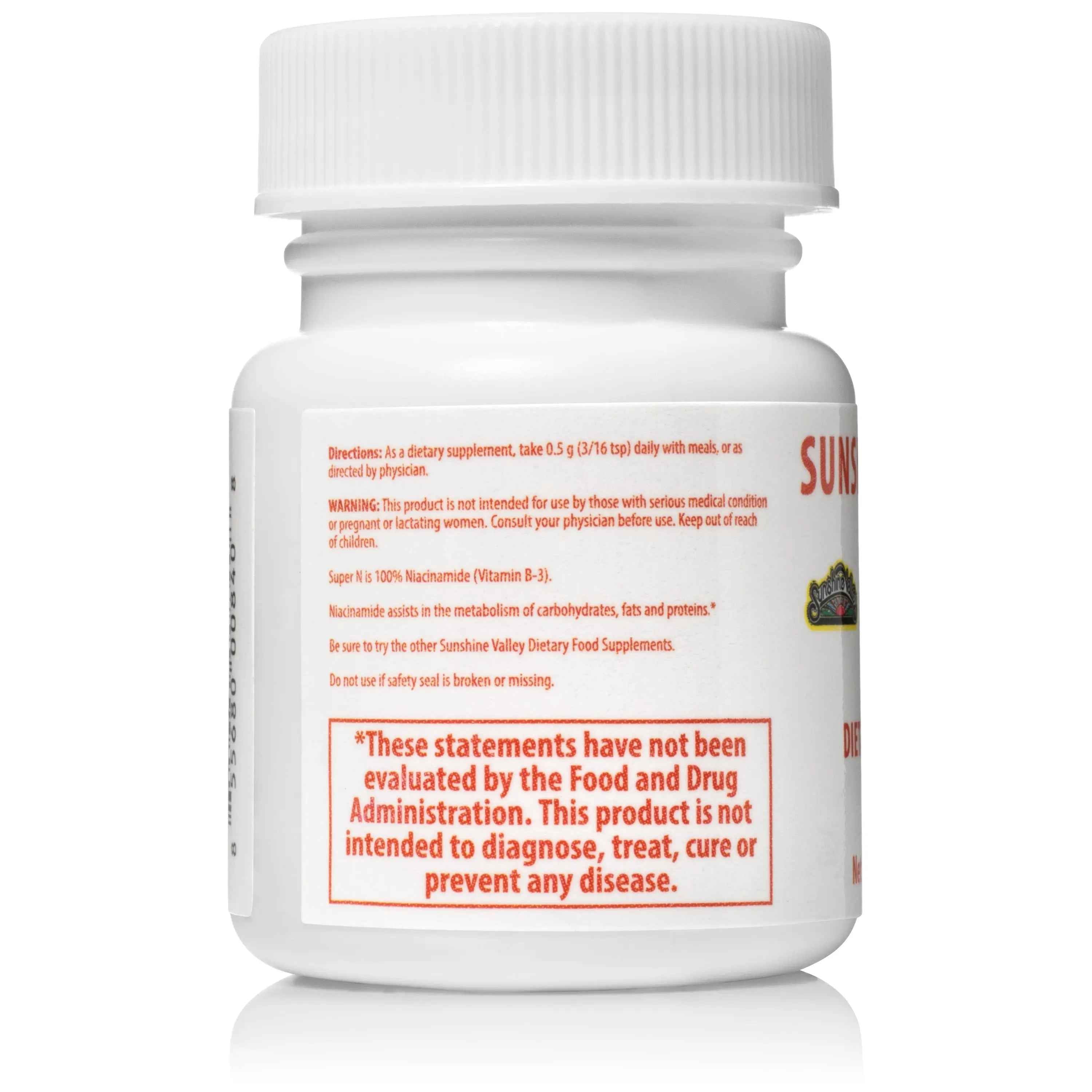 Sunshine Valley® Super Niacinamide Vitamin B3 Dietary Supplement Powder One Half Ounce