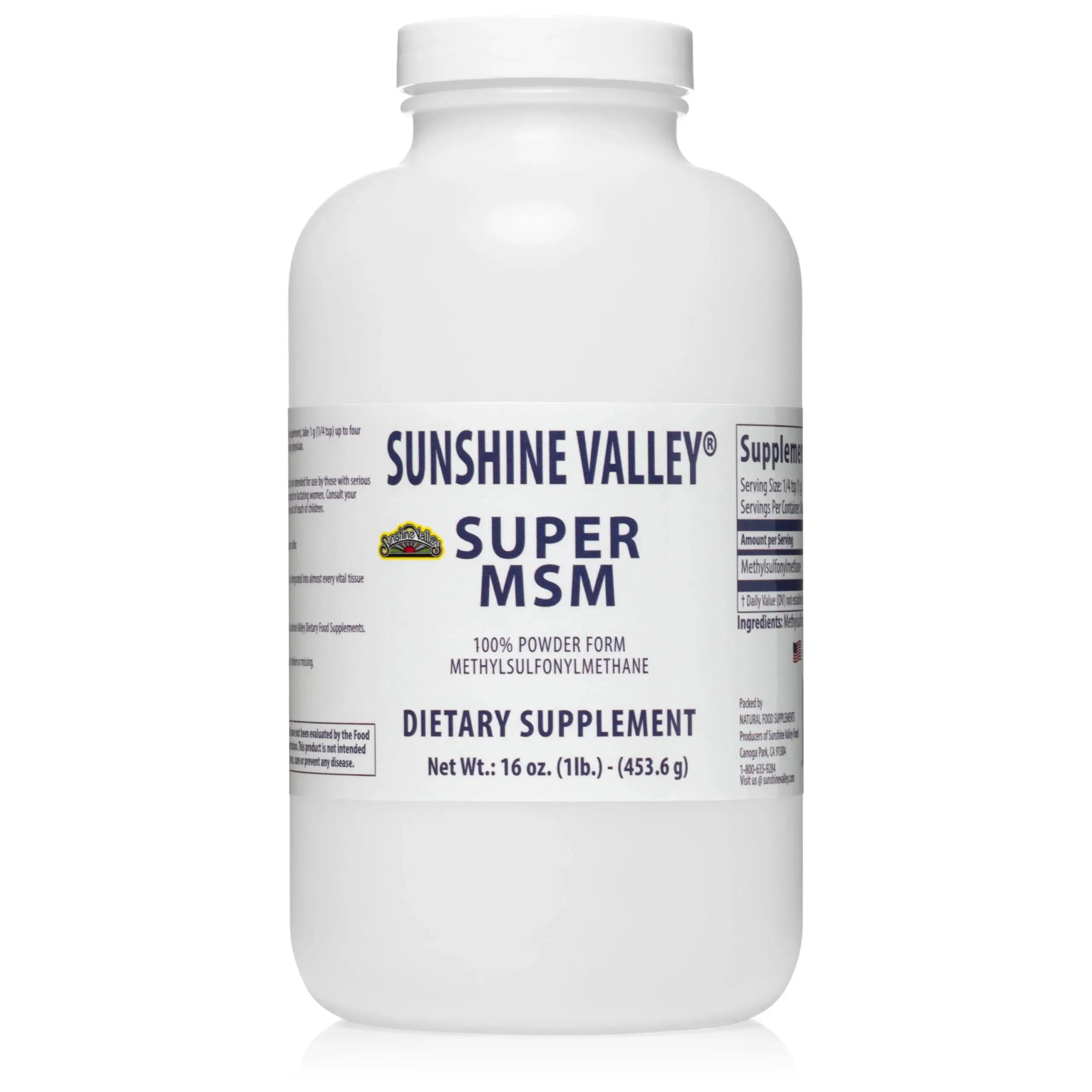 Super MSM Dietary Supplement Powder – Methylsulfonylmethane – 16oz Sunshine Valley