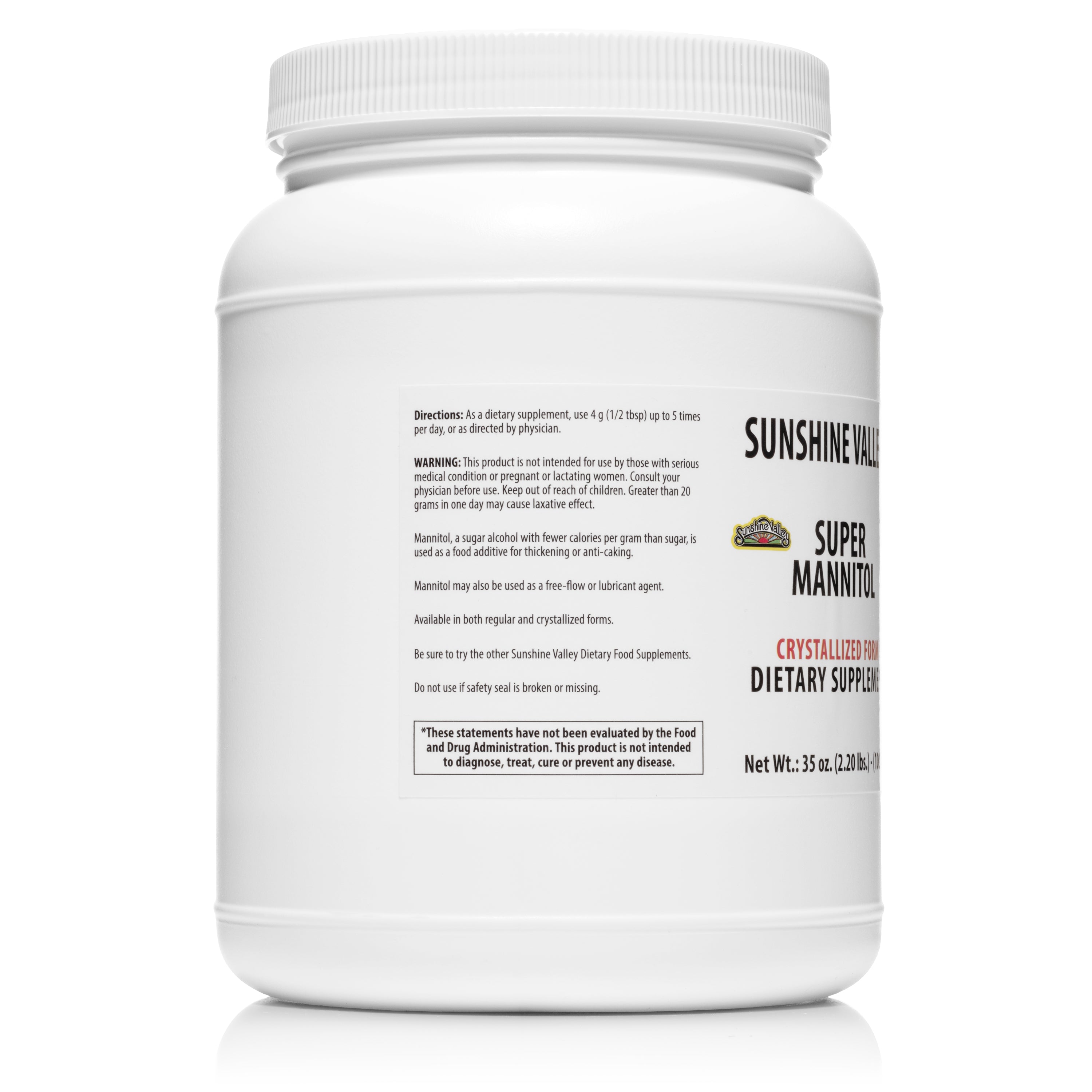 Sunshine Valley®  Anhydrous Mannitol Powder 35 oz - Free Flow Pour