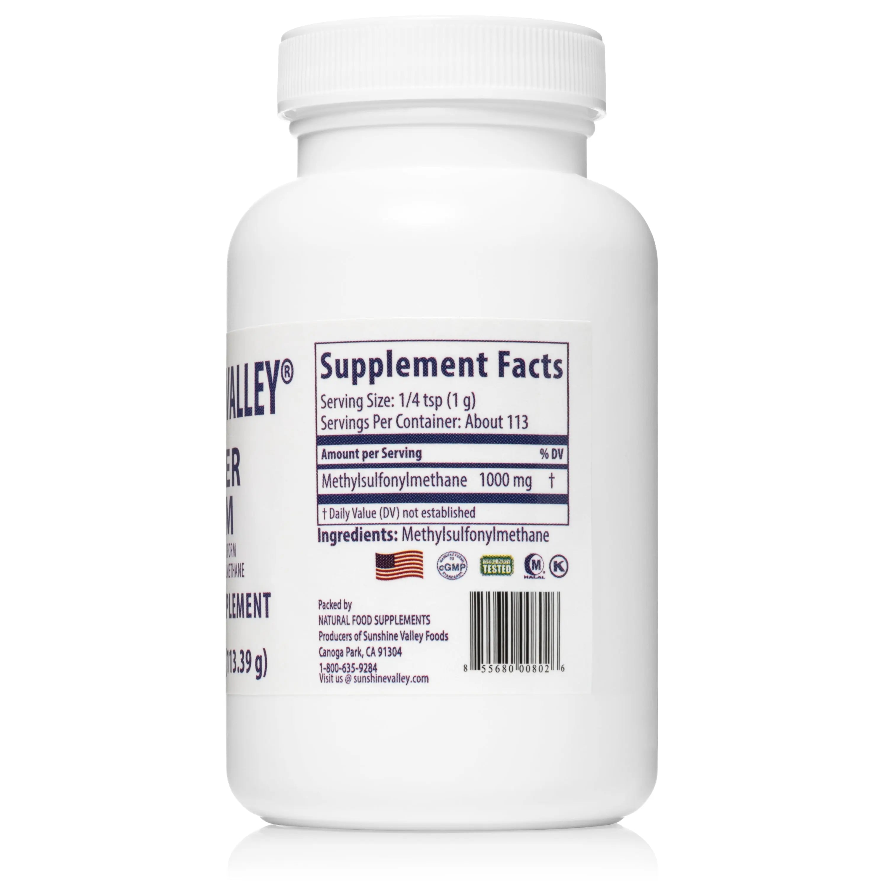 Super MSM Dietary Supplement Powder – Methylsulfonylmethane – 4 oz Sunshine Valley