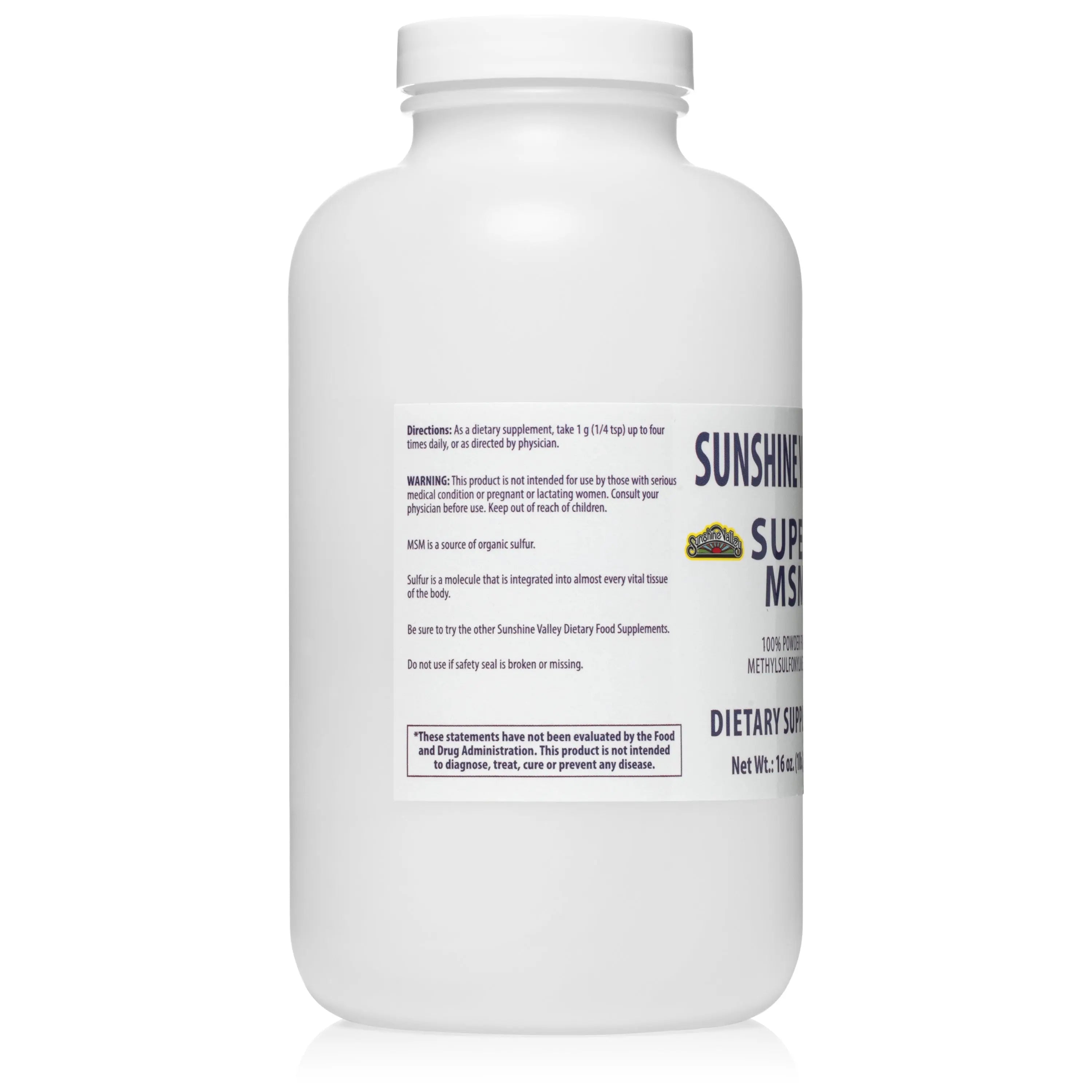 Super MSM Dietary Supplement Powder – Methylsulfonylmethane – 16oz Sunshine Valley