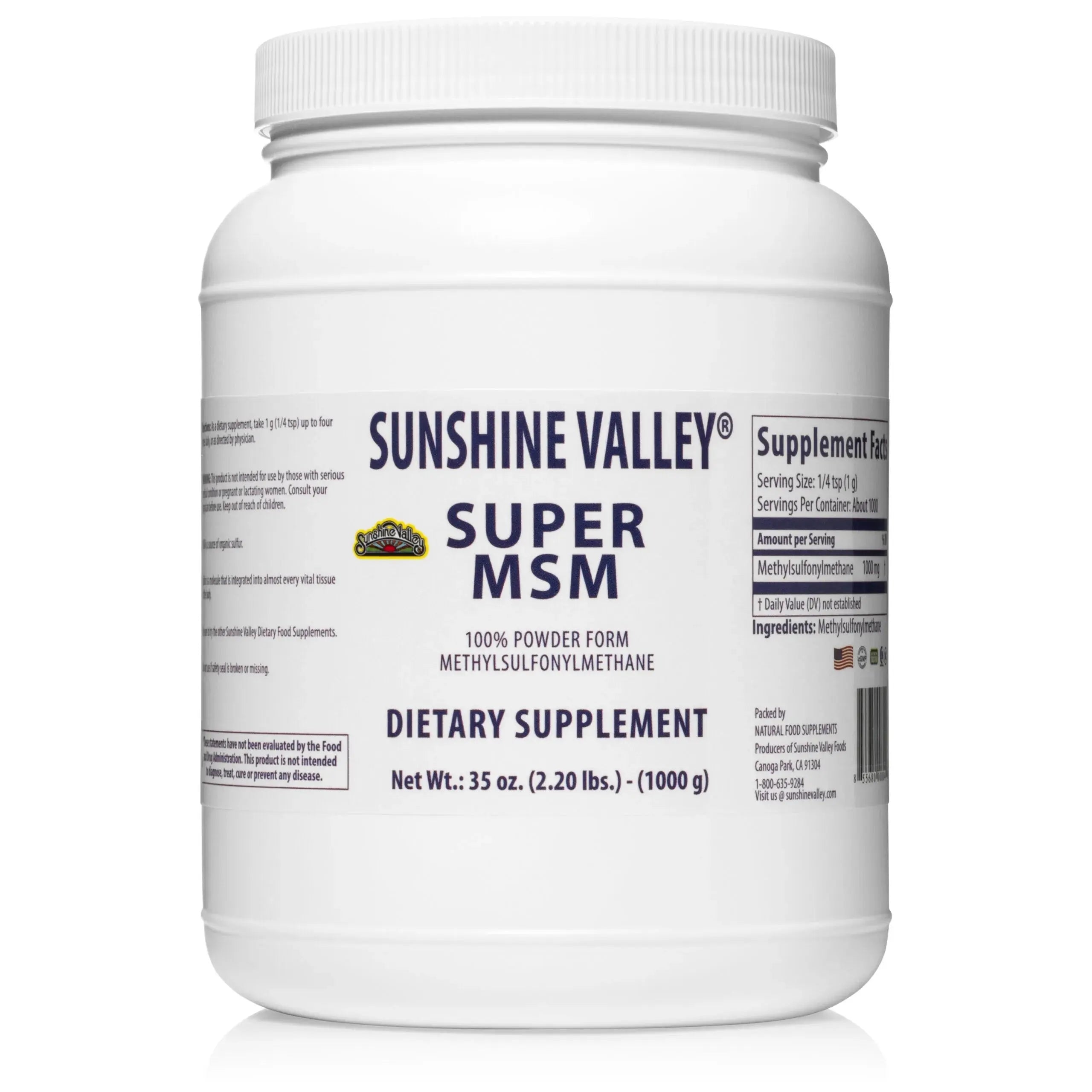 Super MSM Dietary Supplement Powder – Methylsulfonylmethane – 35oz Sunshine Valley